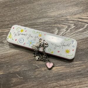 Brighton Breast Cancer Silver Watch Charm Bracelet